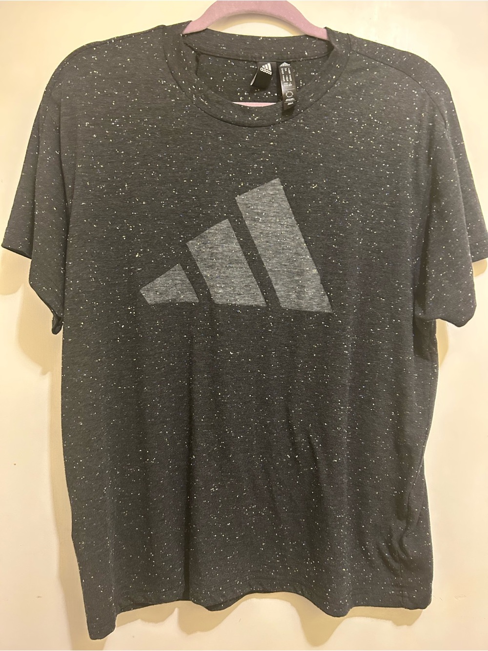 Adidas Women’s NWOT Dark Heather Charcoal Speckled S/S Logo Tee, Sz XL